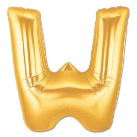 34" Inch Letter W Gold Giant Foil Balloon Uninflated