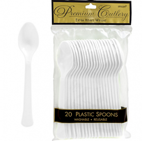 Frosty White  Premium Quality Plastic Spoons 20ct