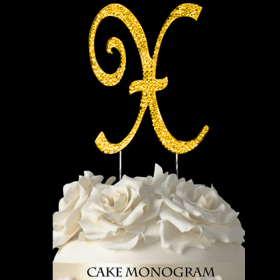 Gold Monogram Cake Topper - X