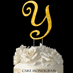 Gold Monogram Cake Topper - Y