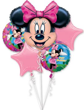 Happy Birthday Minnie Mouse Balloon Bouquet 5pc