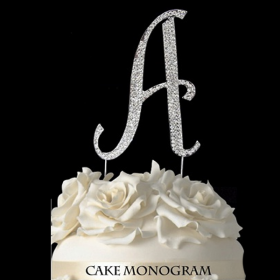 Silver Monogram Cake Topper - A