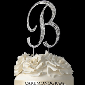 Silver Monogram Cake Topper - B