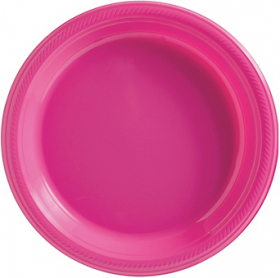 Bright Pink Plastic Dinner Plates 20ct