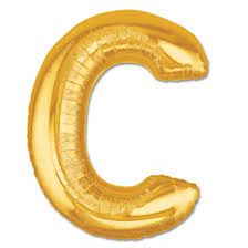 34" Inch Letter C Gold Giant Foil Balloon Uninflated