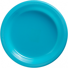 Carribbean Blue Plastic Dinner Plates 20ct  