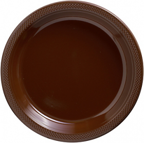 Chocolate Brown Plastic Dinner Plates 20ct 