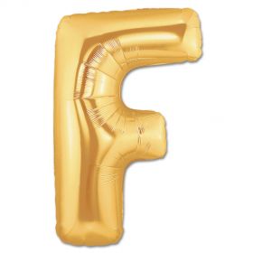 34" Inch Letter F Gold Giant Foil Balloon Uninflated