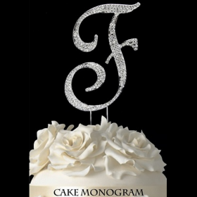 Silver Monogram Cake Topper - F