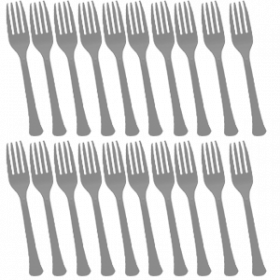 Silver Premium Quality Plastic Forks 20ct
