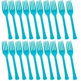 Carribbean Blue Premium Quality Plastic Forks 20ct