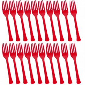 Apple Red Premium Quality Plastic Forks 20ct