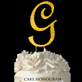Gold Monogram Cake Topper - G