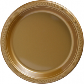  Gold Sparkle Plastic Dinner Plates 20ct