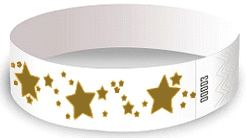 Wristbands – white with Gold Stars (100 bands)