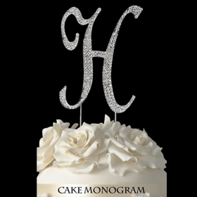 Silver Monogram Cake Topper - H