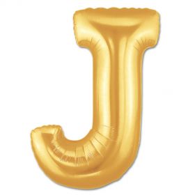 34" Inch Letter J Gold Giant Foil Balloon Uninflated