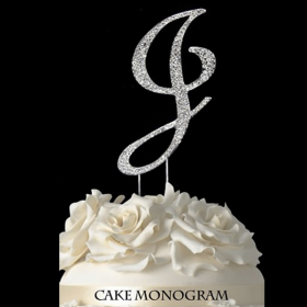 Silver Monogram Cake Topper - J