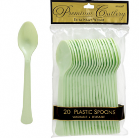 Leaf Green  Premium Quality Plastic Spoons 20ct 