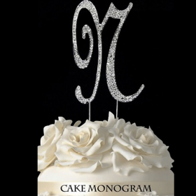 Silver Monogram Cake Topper - N