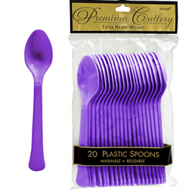 New Purple  Premium Quality Plastic Spoons 20ct