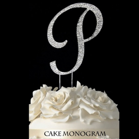 Silver Monogram Cake Topper - P