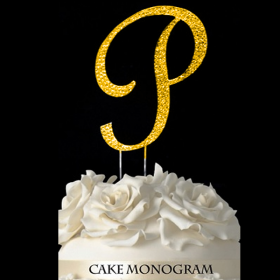 Gold Monogram Cake Topper - P