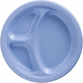 Pastel Blue  Plastic Divided Dinner Plates 20ct