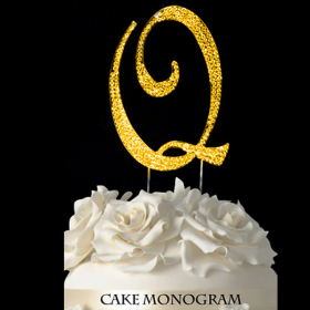 Gold Monogram Cake Topper - Q