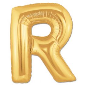 34" Inch Letter R Gold Giant Foil Balloon Uninflated