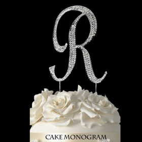 Silver Monogram Cake Topper - R