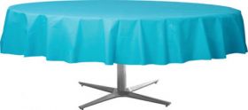 Carribbean Blue Round Plastic Table Cover