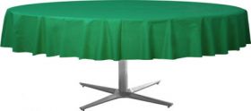  Festive Green Round Plastic Table Cover 