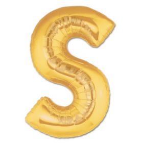 34" Inch Letter S Gold Giant Foil Balloon Uninflated