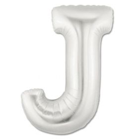 34" Inch Letter J Silver Giant Foil Balloon Uninflated
