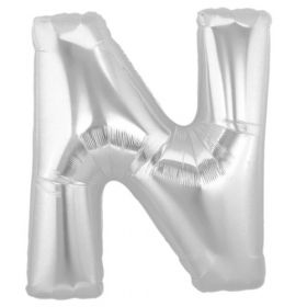 34" Inch Letter N Silver Giant Foil Balloon Uninflated