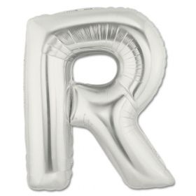 34" Inch Letter R Silver Giant Foil Balloon Uninflated