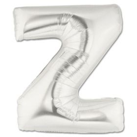 34" Inch Letter Z Silver Giant Foil Balloon Uninflated