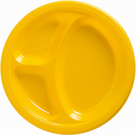   Yellow Sunshine  Plastic Divided Dinner Plates 20ct