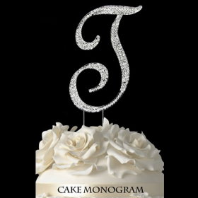 Silver Monogram Cake Topper - T