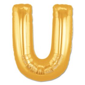 34" Inch Letter U Gold Giant Foil Balloon Uninflated