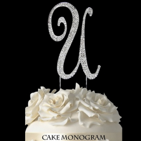Silver Monogram Cake Topper - U