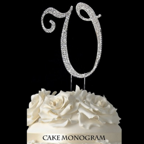 Silver Monogram Cake Topper - V