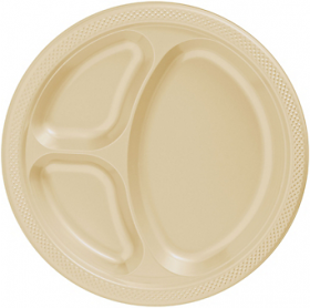 Vanilla Crème  Plastic Divided Dinner Plates 20ct  