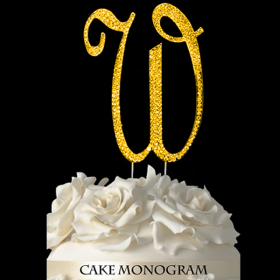 Gold Monogram Cake Topper - W