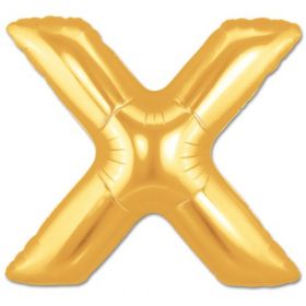 34" Inch Letter X Gold Giant Foil Balloon Uninflated
