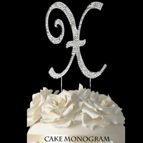 Silver Monogram Cake Topper - X