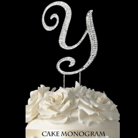 Silver Monogram Cake Topper - Y