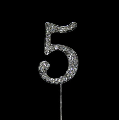Diamond Cake Toppers Silver No. 5 Diamond Cake Toppers Silver No. 5