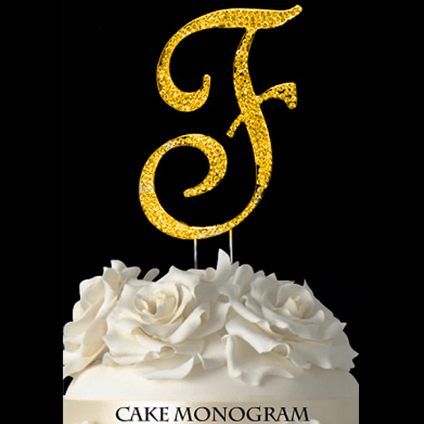 Gold Monogram Cake Topper F Party Supplies Decorations